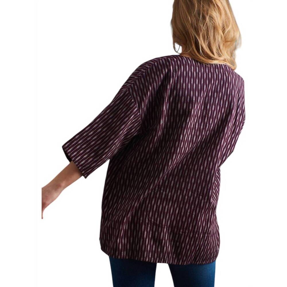 NEW MATA TRADERS relaxed jacket in plum ikat - Picture 2 of 2